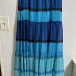 Blue Tiered Maxi Skirt Resort Wears Small Size 6 Photo 0