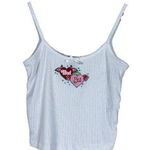 Forever 21  Tank Top Womens M White Bad Gal Heart Ribbed Crop Y2K E-Girl Retro Photo 0