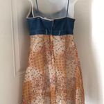Carolina Blues 2000s Y2K boho hippie Tan navy blue jean denim patchwork midi dress with button front cami spaghetti strap #festival Size 8/M, measurements in pics Photo 2