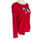 Talbots  Petite PS red long sleeve winter Terrier dog pullover t-shirt Photo 1
