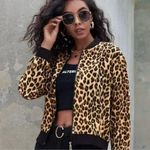 ZARA Leopard Print Satin Bomber Jacket Size Medium Photo 0