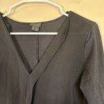 Theory Dariya Sulla Mixed Media Faux Wrap Silk Blouse Women Size Medium Black Photo 3