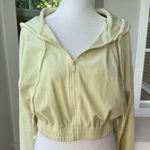Forever 21 Vintage Y2K Yellow Cropped Velour Hoodie Size Medium Photo 6