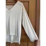 POL Baby Pink Textured Wool Blend Hi-Low V-Neck Long Sleeve Shirt Women’s Small Photo 2