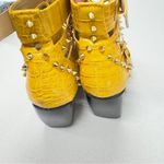 Cape Robbin  Faux Yellow Leather Studded Caged Ankle Boots Womens 6 Heels Moto Photo 6