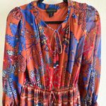 House of Harlow Maxi Tiered Floral Rustic Boho Long Sleeve Dress Size Small Orange Photo 5