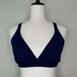 Athleta Navy Blue Criss Cross Striped Back Sports Bra Photo 0