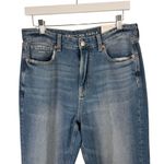 American Eagle Mom Jean Cool Hand Blue Raw Hem High Rise NEW Womens 10 Long Photo 1