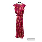 Ava And Aiden Floral Wrap‎ Maxi Dress Ruffle Pink Multicolor Size Large Lined Photo 1