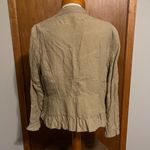 J. Jill Woman's Neutral Linen Cardigan With Ruffle Size Large Petite Photo 3