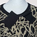 INC Black Gold Metallic Knit Sweater Crewneck Medium Photo 7