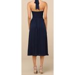 Lulus NWOT  Size Small Emrah Navy Blue Cross-Front Cutout Halter Midi Dress Photo 1