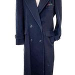 Evan Picone Vintage 100% wool double breasted navy blue overcoat size large L Photo 0