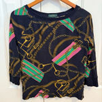 Ralph Lauren  LRL Women's Lightweight Equestrian Waffle Weave Pullover Top Size M Photo 0