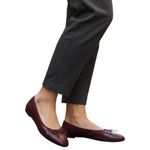 Mango MNG Bow Leather Ballet Flats Burgundy Size 39/US 8.5 Photo 2