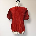 Madewell  XS Rust Orange Micro Pleated Short Sleeve Oversized Blouse Boho Summer Photo 3