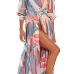 Boamar Zain Collage Leaves Cover Up Dress Size Medium Pink Photo 0