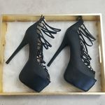 Pazzle 🖤Size 10 Black Platform Zip back heels Photo 4