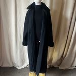 American Vintage Vintage Braetan Black Wool Long Coat Faux Fur Trim Made in Russia Size 10 Photo 6