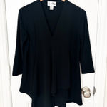 Joseph Ribkoff  Women’s Black V-Neck Asymmetrical Tunic Top Size 6 Stretch Casual Photo 0