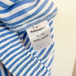 Reformation | Juno Straight Wide-Leg Casual Pants in Tribune Stripe Blue Photo 6