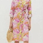 Anthropologie Vera For  Confetti Midi Shirt Dress in Pink/Yellow/Orange Size S Photo 0