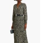 Ba&sh Lisi Pleated Printed Crepe Maxi Dress Floral Long Sleeves Size Medium 1977 Photo 1