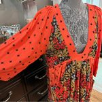 Free People Tallula Poppy Orange Deep-V Mixed Floral Boho Dress Size S Photo 2