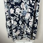 J Jill Midi Dress Womens Large Petite LP Navy Blue Floral Tiered Sleeveless Size undefined Photo 2
