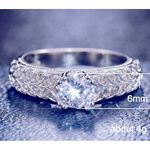 Boutique Platinum 925‎ Silver Leaf Design Engagement Ring Simulated Diamond | Sz 6 NEW Photo 8