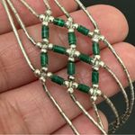 Vintage 925 Liquid Silver Turquoise Tube Beads Woven Sterling Silver Bracelet 5g Photo 15