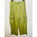 Ramy Brook Women's Green Satin Style Cargo Gold Button Detail Emil Pants size 8 Photo 4