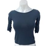 Urban Outfitters Navy Blue Ruched Short Sleeve Stretch T Shirt Tee Top Size S Photo 0