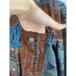 Chico's  1 Denim Jean Jacket Womens M Collar Long Slv Cotton Western Aztec Tribal Photo 4
