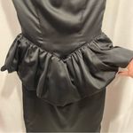 Handmade Vintage 80’s silky satin strapless peplum tulip dress sexy office siren Photo 4