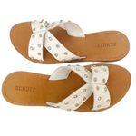 Schutz NWT Marilu Sandal White Leather Rhinestone Studded Slide Women’s Size 9.5 Photo 1