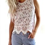 Deletta Anthropologie  White Lace Scalloped Hem Tank Top Size XS Photo 0