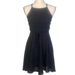 Lulus LULU’S “Good Deeds Black Lace-Up Dress” lightweight Georgette fabric. Small. EUC Photo 4