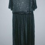 ZARA M Sequined Empire Waist Black Mesh Maxi Dress Photo 3