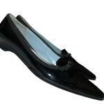 Etienne Aigner  black patten leather flats with pointy toes and tiny bow on top Photo 4