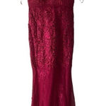Maniju  Dark Red Floral‎ Lace Floor Length Formal Gown Photo 0