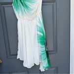 White with green flowers one shoulder asymmetrical cocktail dress xs/s Photo 6