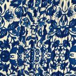 Lands End Women's Tank Top Size L Large Blue White Floral Pleated Cotton Blend Photo 3