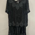 SARIN Vintage Black 100% Silk Formal Set Skirt Beaded Tacky 80s Size Medium Photo 1