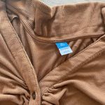 Old Navy Brown Ribbed Knit Button Front Top Blouse XL Tall Long Sleeve Photo 1