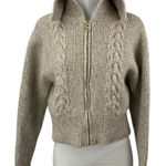 Andrew Marc NY Womens Beige Cable Waffle Knit Fleece Full Zip Sweater Top Size M Size M Photo 0