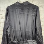 Retrofete Black Shirt Dress Satin Size Small Ruched Skirt Long Sleeve NWT Photo 4