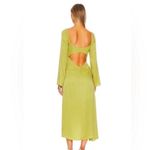 For Love & Lemons Allie Long Sleeve Cutout Ruched Slit Midi Dress Green XS Photo 2