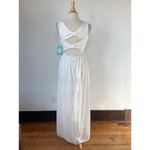 Filly Flair White & Blue Floral Open Bow Back Sleeveless Maxi Dress Photo 1