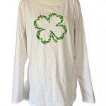 White Long Sleeve Shirt with Green Shamrock Size XXL Photo 0